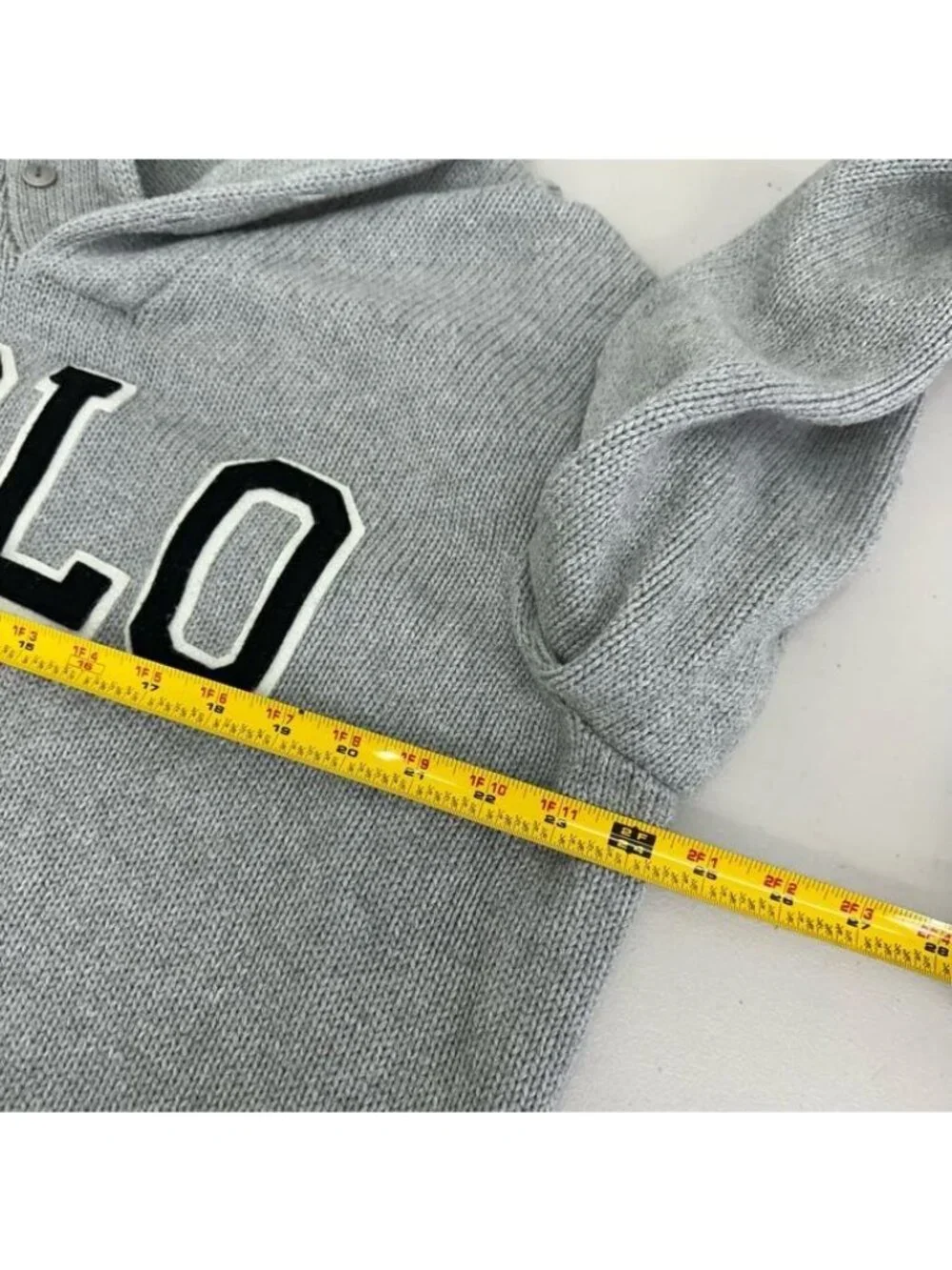 Polo Ralph Lauren Grey Shawl Collar Spellout Letterman Cotton Sweater Mens XL